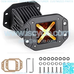Auto Buero Flush Mount LED Pods with Amber Daytime Running Light, 2Pcs 5 Inch 20W Spot Light LED Work Light Bars Compatible with Reverse Fog Light for Off Road Golf Cart Trucks Tractor Boat