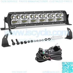 12" LED Light Bar with Wiring Harness, 162W Dual Row Off Road Light Bar Kit Spot Flood Combo Beam Super Bright Driving Light Bar for ATV UTV RZR Ranger Can-am Bumper
