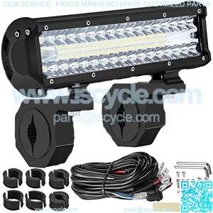 12 Inch LED Light Bar, Triple Row Spot/Flood/Combo Work Driving Fog Lights with Wiring Harness Switch, Off Road Lighting Mount Bracket Clamp Holder 1"/1.5"/1.75"/2" for Truck Jeep 4x4 ATV UTV