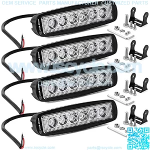 LED Light Bar 4PCS 18W 6 Inch Flood LED Work Light Pods Single Row Off Road Led Light Driving Light Fog Light Boat Light Waterproof SUV ATV 4WD Car Truck Golf Cart 12V 24V