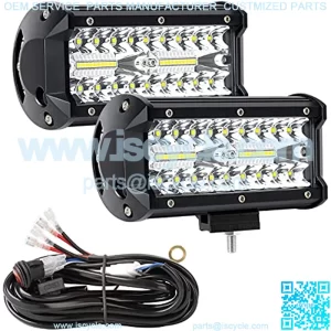 LED Light Bar, YEEGO 7 Inch Off Road Light 240W 24000lm with Wiring Harness(10ft /2 Lead), Waterproof Spot & Flood Combo Beam LED Light Bar for Pickup Truck ATV UTV SUV Boat