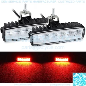 LED Red Driving Lights Bar 2Pcs 30W 6Inch Waterproof Driving Fog Lights Work Auxiliary Lights Red Hunting Fishing Lights Fit for Fish Pig Deer Hog Predator Truck Trator ATV Golf Cart Boat