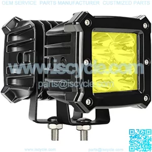 Yellow Led Pods Light Bar ?C 3.4 Inch 40W Square Work Driving 12V/24V Fog Cube Light Waterproof Spot Beam for Truck Pick-up Boat Off-road ATV UTV Golf Cart Trailer 4X4 Motorcycle (Pack of 2)