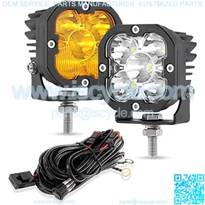 3" 80W LED Pods Cube with Amber Covers, 9600LM Yellow Fog Light Pods Offroad Driving Spot Lights, Amber Light Bar Spot Flood Combo for Jeep Wrangler Ford Truck Pickup ATV
