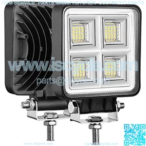 LED Tractor Lights 2PCS 4Inch 11400LM 12V Flood Beam Driving Lights Square LED Work Light for Truck Off Road Vehicles Equipment Boat