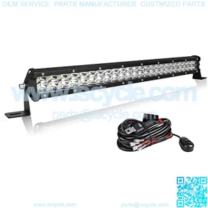 20 inch 144W 8400LM Dual Row Slim LED Light Bar Spot Beam LED Golf Cart Work Light Bar IP67 Waterproof Fog Light bar + Wiring Harness for RZR Boat ATV UTV Trucks SUV Tractor,DC 12V 24V