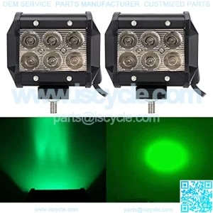 Green Led Driving Hunting Lights 18W 4" Spot Light Bar Pod for Off-Road Pick-up Van Boat Tractor Fishing Hunting Deck Trailer Navigation Waterproof Lighting 12V 24V 2pcs