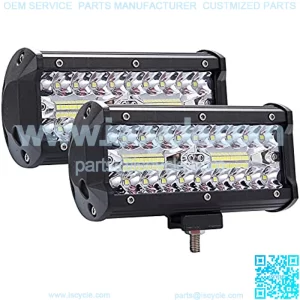 2PCS 7 Inch 120W Triple Row Flood Spot Combo Led Light Bar LED Pods Driving Boat Lights Led Off Road Trucks Lights, 2 Years