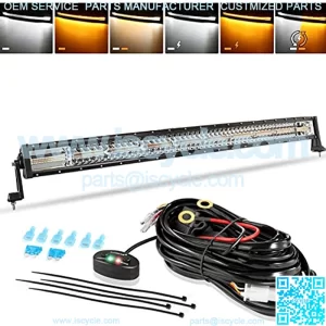 42 Inch LED Light Bar, 240W Curved Amber White Strobe Lights, 6 Modes Spot Flood Combo Beam Fog Driving Light for Car Jeep Off Road SUV UTV with 10FT Wiring Harness