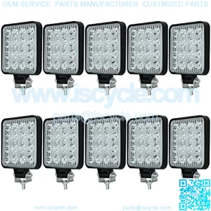 12v Led Flood Tractor Work Reserve Lights, 48W Backup Driving Lights for Tow Trucks, Tractor, Trailer Cargo, Skid Steer, Forklift, Kayak (10PCS Square)????