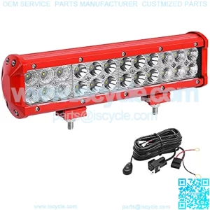 LED Light Bar Wiring Harness,12inch 72W Red LED Work Light Pod Offroad Driving Light Fog Lights Spot Flood Combo Beam Waterproof SUV 4WD ATV Truck Boat Golf Cart