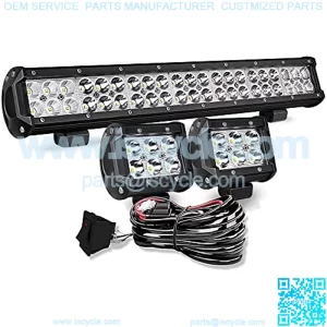 20 Inch LED Light Bar 126W Spot Flood Combo LED Bar 2PCS 4Inch Spot Pods Cubes with Rocker Switch Wiring Harness