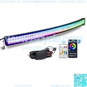 Bluetooth 52inch 300w Curved Led Light Bar with Chasing RGB Halo Ring, Multicolor Changing w/Wireless Spot Flood Combo Beam Free Wiring Harness for Off Road Truck Cars UTV ATV RZR