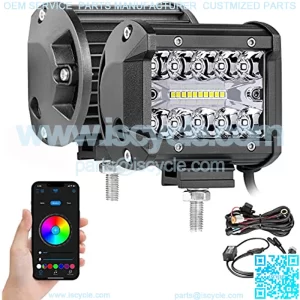 4 Inch RGB LED Pods, SWATOW INDUSTRIES 2PCS RGB LED Pod Lights Color Changing Light Bar RGB LED Cube Lights Multicolor Light Bar RGB Driving Lights Waterproof RGB Fog Lights for Truck UTV SUV RZR Boat