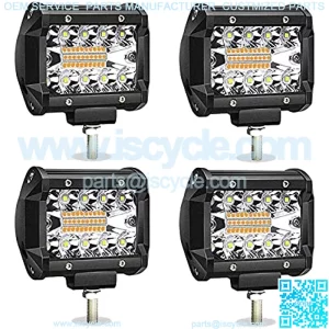 4 Inch 60W LED Pods LED Light Bar Amber White 6 Mode LED Work Light Strobe Light Bar Flash Off Road Driving Fog Lights Flashing for Car Trucks Polaris Boats Pickup UTV ATV