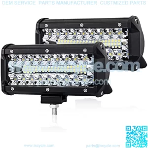 7 Inch LED Pods Spot Flood Combo Beam Liteway 24000 LM Triple Row Light Bar Off Road Driving Led Work Lights for UTV ATV Jeep Truck Boat, IP68 Waterproof 2 Pack LED Light Bars
