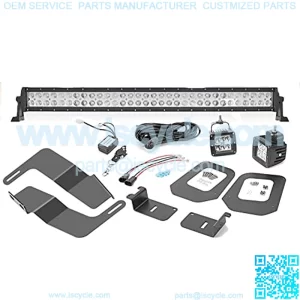 32" 180W LED Front Bumper Grille Light Bar Mount Kit for 2016-2021 Toyota Tacoma & 2X 3 LED Fog Driving Lights Pods Replacement Brackets Plug N Play w/Remote Control Wiring Harness