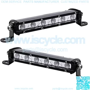 2pc 7" Ultra-Slim Single Row Off Road LED Light Bar [1530lm] [18W] [IP68 Waterproof] [12V - 24V] Fog / Driving / Work Lights for Trucks ATV Cars - 60 Degrees Flood Light