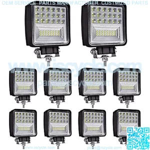 LED Light Pods, 4inch 126W Square LED Work Light, Spot & Flood Light Off Road Light, Led Fog Light Truck Light Driving Light Boat Light for Truck Pickup Jeep SUV ATV UTV Waterproof (10 Pack)