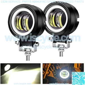 3inch LED Motorcycle Driving Lights 60W 6000K Auxiliary Spotlights with DRL/Angel Eye Off Road Light Pod 6000lm LED Fog Work Light for Motorcycle Truck SUV UTV ATV Tractor, 2Pcs