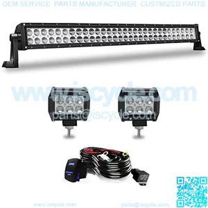 32Inch Led Light Bar 180W Flood Spot Combo Beam Off Road Driving Light+2Pcs 4Inch 18W Led Pods W/Rocker Switch Wiring Harness for Jeep Trucks SUV Polaris ATV UTV Boat Lighting