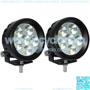 3.5" Round Compact 18W 6000K Natural White Super Bright 30?? Flood Beam LED Off Road Headlight Fog & Driving Backup Reverse Light for Motorcycle & Power Sports, IP69 Waterproof Rating, 2PCS