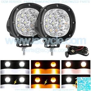 4 Inch LED Amber Driving Offroad Lights, 90W Yellow White 6 Modes Round Strobe Fog Lights, 2PCS 9000LM Off-Road Driving Spot Light Plug & Play for Truck Pickup SUV ATV UTV 4x4 Jeep Wrangler