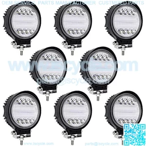 LED Light Bar Turboo 8pcs 4 inch 96w Round LED Offroad Light Pods Spot Flood Combo Work Light Off Road Driving Light Fog Lights Waterproof for Trucks Jeep ATV UTV SUV Pickup Boat