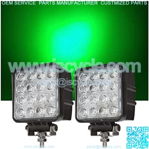 Green Led Pods 48W 3inch Spot Hunting Lights Driving Work Fog Lamps for F150 Truck SUV Polaris Auxiliary Offroad Off-road Boat Fish Pig Deer Hog Hunting Motorcycle 12 Volt Motor (Pack of 2)
