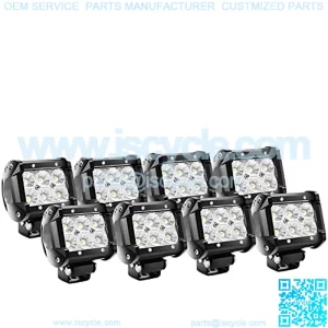 60001F-D LED Light Bar 8PCS 4Inch 18W LED Bar 1260lm Flood Led Off Road Driving Lights Led Fog Lights Jeep Lighting LED Work Light for Van Camper SUV ATV