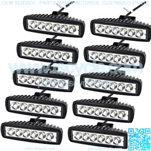10 Pcs 6 inch 18W Spot LED Work Light Bar Off Road Car Driving Lamp for Jeep Cabin Boat SUV Truck Car ATV Vehicles Marin (18W,6000K)