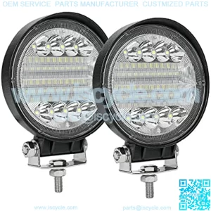 LED Fog Lights for Trucks, 4 Inch 12-30V Round LED Work Light Waterproof Flood Light Off Road Lights for ATV UTV SUV Truck, Pack of 2