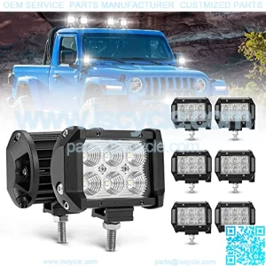 8Pcs 18W LED Light Pods, 4 Inch Flood Beam Work Lights,Off Road Driving Fog Cubes Lights Bar Waterproof for Truck Boat UTV ATV Marine Golf Cart Pickup Trailer