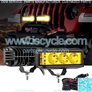 5inch 68W Amber Fog Light Side Shooter LED Light Bar with Golden Yellow Spot Flood Combo Beam, Waterproof Offroad Fog Light for UTV ATV Jeep Wrangler Motor Truck Boat