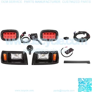 Golf Cart LED Headlight and Tail Light Kits for Club Car DS Carts (12V-48V), Super Bright With Turn Signals Kits, Brake Lights, Hazard Light Switch, Horn, Safe Daytime Running Lights