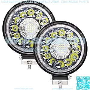 IP67 4.5inch Waterproof Spot Flood Combo LED Work Light bar,2PCS 9-36V 198W Round Driving led Light pods for Off-Road,Engineering,Logging,Motorcycles,Hunting,Fog,ForkliftLight