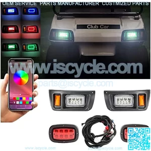 Golf Cart Deluxe LED Light Kit with Daytime Running Light Turn Signal Function Fits for Club Car DS with Headlight Taillight Brake Light Horn Turn Signal Assembly Upgrade Replacement