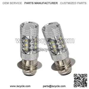 2Pcs 80W Super White LED Bulbs P15D H6M for ATVS YFM350 400 450 660 700 Raptor Blaster 200 350 YFZ 450 TRX 400EX LTZ400