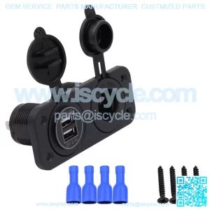 Center console 4.2A with aperture dual USB blue +12V with light cigarette lighter holder