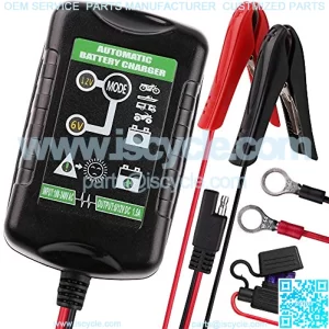 6V 12V 1.5A Trickle Battery Charger, Universal Power Battery Maintainer for Car, Automotive, Vehicle, Motorcycle, Lawn Mower, Marine, Boat, Snowmobile, ATV, RV, SLA AGM GEL CELL Lead Acid Battery