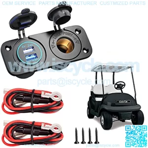 Golf Cart Cigarette Lighter Outlet & Quick Charge 3.0 DC 12V Input Waterproof USB Charger Power Socket Adapter Dual USB Ports Panel Universal for EZGO Club Car Yamaha Golf Cart Models