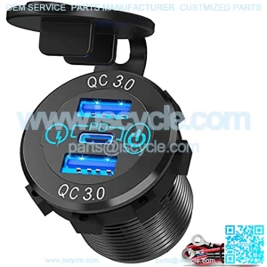 56W USB C Car Charger Socket, Ouffun Aluminum Metal 12V-24V Multiple USB Outlet 20W PD USB-C & Two QC3.0 Ports with Power Switch Fast Car Adapter for Car Boat Marine Truck Golf RV Motorcycle