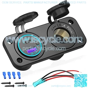 [Upgraded Version] 12V Cigarette Lighter Socket, Quick Charge 3.0 & PD 3.0 USB Charger Power Outlet with Button Switch, Waterproof 12 Volt Adapter for Car Motorcycle Boat Marine RV Golf Cart etc.