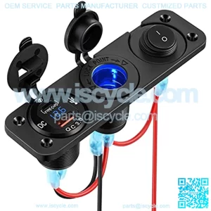 [2022 Newest] 12V Power Outlet Socket, 3 In 1 200W Cigarette Lighter Socket with PD Type C 3.0 & QC 3.0 USB Charger Waterproof for Marine, Car, RV, Motorcycle, Boat, Golf, ATV, etc