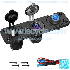 Cigarette Lighter 12V USB Outlet - Qidoe 48W PD& QC3.0 USB C Car Charger and DC 200W Cigarette Lighter Socket with Toggle Switch Waterproof DIY Panel for 12V/24V Car RV Marine Boat Camper Truck