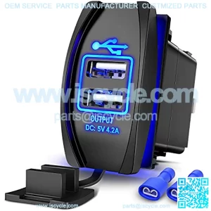 Dual USB Charger 4.2A Rocker Switch Style USB Charger 12V/24V Fast Charge Socket Waterproof Quick Charger for Cars Boats Trucks RVs