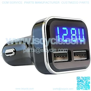 4.8A 24W Dual USB Car Charger Volt Meter Car Battery Monitor with LED Voltage & Amps Display