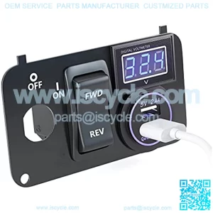 EZGO TXT Forward Reverse Switch Medalist Key Switch Plate with Forward and Reverse Switch, USB Charger Socket, Voltmeter for EZGO TXT PDS 2003-up 74323G01 74323-G01