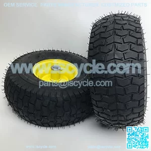 Set of 2-15x6.00-6 Lawn Mower Tire and Rim - Fits on 3/4 Inch Axle