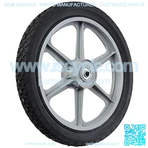 335110 14" x 1.75" Spoked Plastic Wheel with Diamond Tread, Black